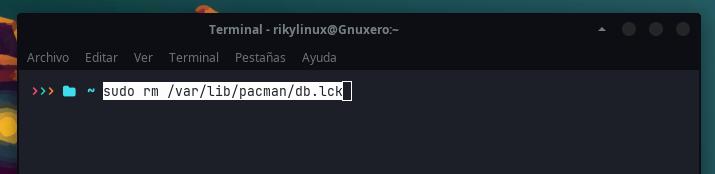 captura en la terminal con la siguiente linea de comandos para eliminar el erro de la base de datos.
sudo rm /var/lib/pacman/db.lck